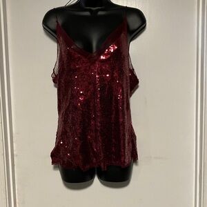 Free People Intimately Red Sequin Camisole Top size Large